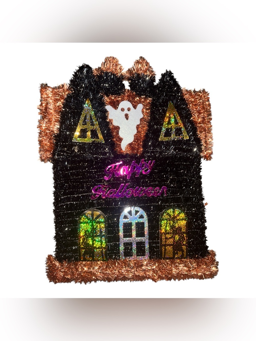 Halloween Haunted House Tinsel Wall Decor - Black & Copper with Ghost Decoration